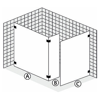 FORMAT Design 3.0 Walk-In Trennwand mit Festfeld/Seitenwand, Höhe bis 2100 mm